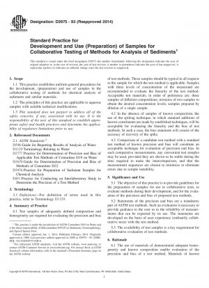 Standardpraxis für Entwicklung und Nutzung 40;Vorbereitung41; von Proben zur kollaborativen Erprobung von Methoden zur Analyse von Sedimenten