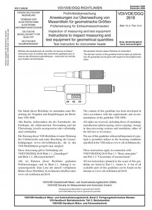 Prüfung von Mess- und Prüfmitteln - Anleitung zur Prüfung von Mess- und Prüfmitteln auf geometrische Größen - Prüfanleitung für Mikrometerköpfe