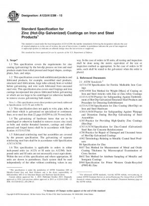 Standardspezifikation für Zinkbeschichtungen (feuerverzinkt) auf Eisen- und Stahlprodukten
