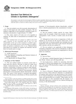 Standardtestmethode für Citrat in synthetischen Reinigungsmitteln