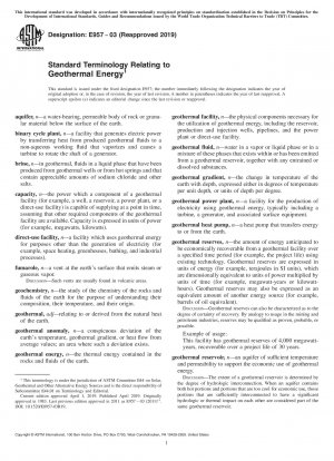 Standardterminologie in Bezug auf Geothermie