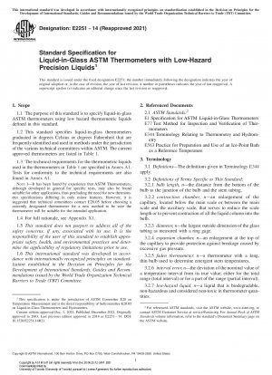 Standardspezifikation für Flüssigkeit-in-Glas-ASTM-Thermometer mit risikoarmen Präzisionsflüssigkeiten