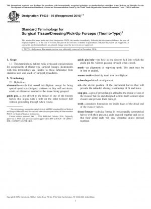Standardterminologie für chirurgische Gewebe-/Verband-/Aufnahmezangen (Daumentyp)