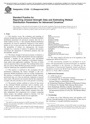 Standardpraxis für die Meldung uniaxialer Festigkeitsdaten und die Schätzung von Weibull-Verteilungsparametern für Hochleistungskeramik