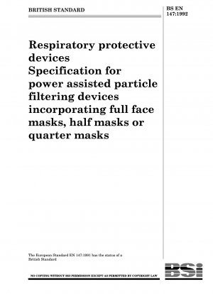 Atemschutzgeräte Spezifikation für elektrisch unterstützte Partikelfiltergeräte mit Vollmasken, Halbmasken oder Viertelmasken