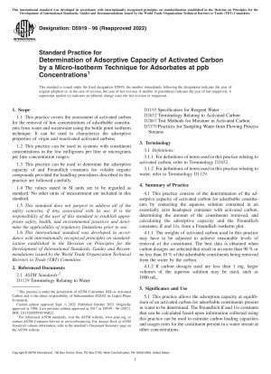 Standardverfahren zur Bestimmung der Adsorptionskapazität von Aktivkohle durch eine Mikroisothermentechnik für Adsorbate bei ppb-Konzentrationen