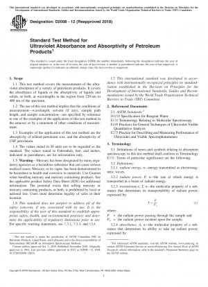 Standardtestmethode für die UV-Absorption und das Absorptionsvermögen von Erdölprodukten