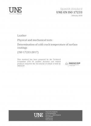 Leder – Physikalische und mechanische Prüfungen – Bestimmung der Kaltrisstemperatur von Oberflächenbeschichtungen (ISO 17233:2017)