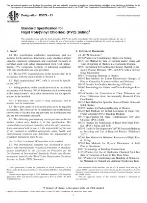 Standardspezifikation für starre Verkleidungen aus Polyvinylchlorid (PVC).