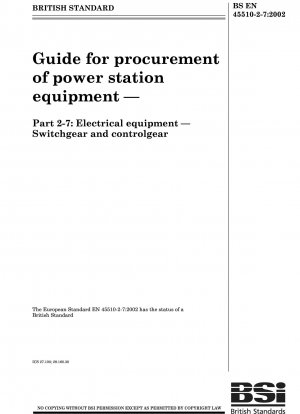 Leitfaden für die Beschaffung von Kraftwerksausrüstung - Elektrische Ausrüstung - Schalt- und Steueranlagen