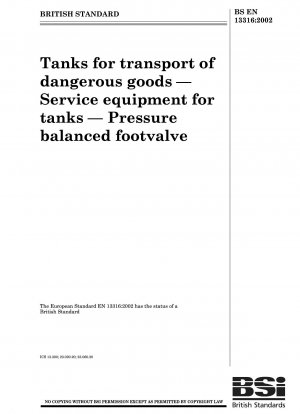 Tanks für den Transport gefährlicher Güter - Serviceausrüstung für Tanks - Druckentlastetes Fußventil