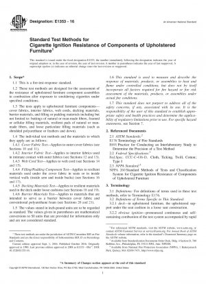 Standardtestmethoden für die Beständigkeit von Komponenten von Polstermöbeln gegen Zigarettenentzündung