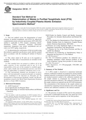 Standardtestmethode zur Bestimmung von Metallen in gereinigter Terephthalsäure (PTA) durch die Methode der Atomemissionsspektrometrie mit induktiv gekoppeltem Plasma