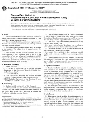 Standardtestmethode zur Messung schwacher Röntgenstrahlung, die in Röntgen-Sicherheitskontrollsystemen verwendet wird (zurückgezogen 2002)