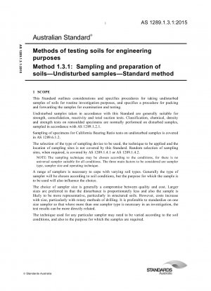 Methoden zur Untersuchung von Böden für technische Zwecke, Methode 1.3.1: Probenahme und Vorbereitung von Böden – Ungestörte Proben – Standardmethode