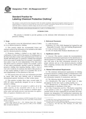 Standardpraxis zur Kennzeichnung von Chemikalienschutzkleidung