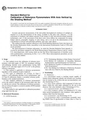Standardmethode zur Kalibrierung von Referenzpyranometern mit vertikaler Achse nach der Schattierungsmethode (zurückgezogen 2005)