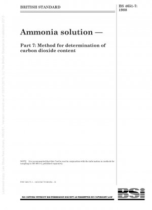 Ammoniaklösung – Teil 7: Methode zur Bestimmung des Kohlendioxidgehalts