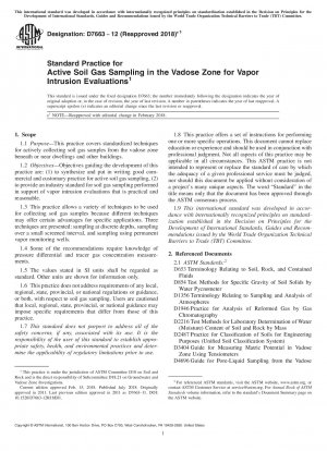Standardpraxis für die aktive Bodengasprobenahme in der Vadose-Zone zur Bewertung von Dampfintrusionen