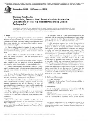 Standardpraxis zur Bestimmung der Penetration des Femurkopfes in die Acetabulumkomponenten eines Hüfttotalersatzes anhand klinischer Röntgenaufnahmen