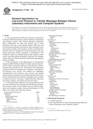 Standardspezifikation für ein Low-Level-Protokoll zur Übertragung von Nachrichten zwischen klinischen Laborinstrumenten und Computersystemen
