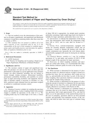 Standardtestmethode für den Feuchtigkeitsgehalt von Papier und Pappe durch Ofentrocknung