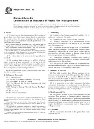 Standardhandbuch zur Bestimmung der Dicke von Kunststofffolien-Testproben