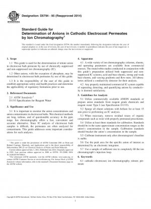 Standardhandbuch zur Bestimmung von Anionen in kathodischen Elektrotauchlack-Permeaten mittels Ionenchromatographie