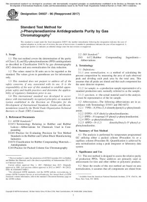 Standardtestmethode für die Reinheit von p-Phenylendiamin-Antiabbaumitteln durch Gaschromatographie