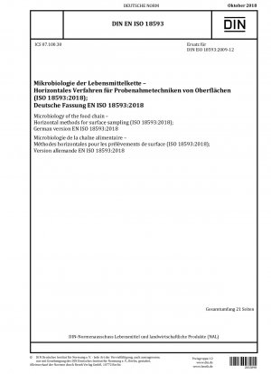 Mikrobiologie der Lebensmittelkette – Horizontale Methoden zur Oberflächenprobenahme (ISO 18593:2018); Deutsche Fassung EN ISO 18593:2018