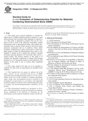 Standardleitfaden für die In-vivo-Bewertung des osteoinduktiven Potenzials für Materialien, die demineralisierten Knochen (DBM) enthalten
