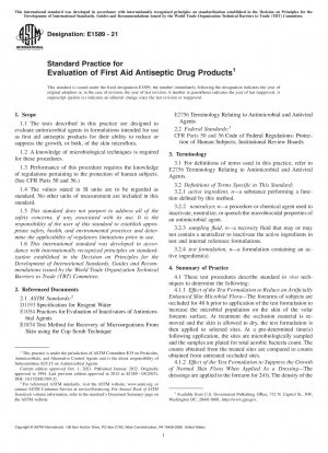 Standardpraxis zur Bewertung von antiseptischen Erste-Hilfe-Arzneimitteln