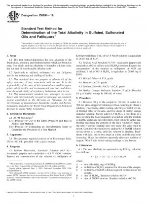 Standardtestmethode zur Bestimmung der Gesamtalkalität in sulfatierten, sulfonierten Ölen und Fettungsmitteln