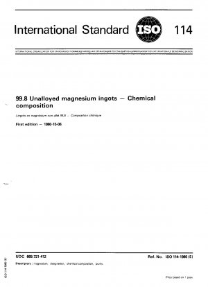 99,8 Unlegierte Magnesiumbarren – Chemische Zusammensetzung