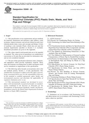 Standardspezifikation für Abfluss-, Abfall- und Entlüftungsrohre und Formstücke aus Poly(vinylchlorid) (PVC).