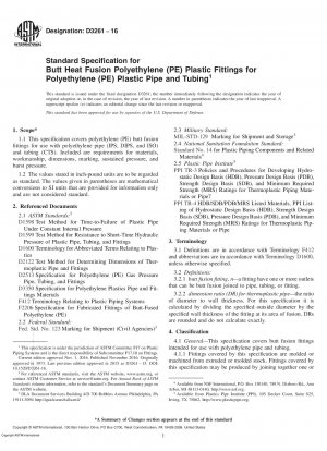 Standardspezifikation für Stumpfschmelz-Kunststoffverbindungen aus Polyethylen (PE) für Kunststoffrohre und -schläuche aus Polyethylen (PE).