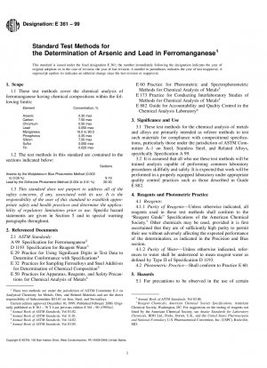 Standardtestmethoden zur Bestimmung von Arsen und Blei in Ferromangan (zurückgezogen 2005)