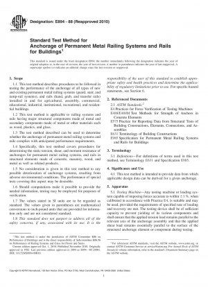 Standardprüfverfahren für die Verankerung dauerhafter Metallgeländersysteme und Schienen für Gebäude