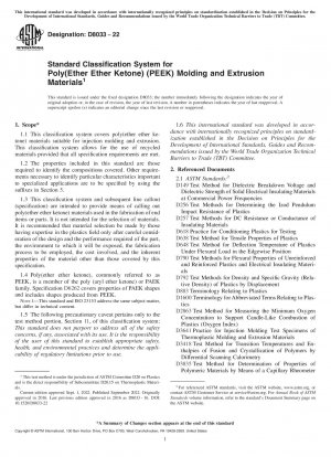 Standardklassifizierungssystem für Form- und Extrusionsmaterialien aus Poly(etheretherketon) (PEEK).