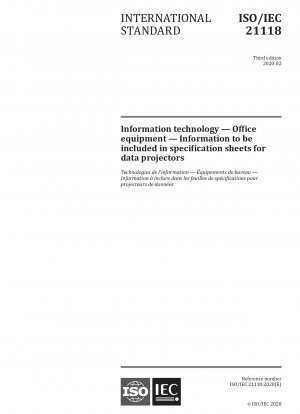 Informationstechnologie – Büroausstattung – Informationen, die in Datenblättern für Datenprojektoren enthalten sein müssen