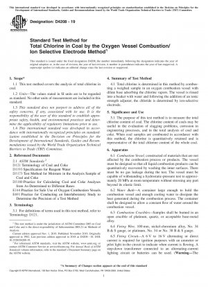 Standardtestmethode für Gesamtchlor in Kohle durch Sauerstoffgefäßverbrennung/ionenselektive Elektrodenmethode