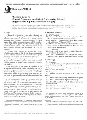Standardleitfaden für klinische Ergebnisse für klinische Studien und/oder klinische Register für die rekonstruktive Hüftchirurgie