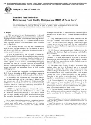 Standardtestmethode zur Bestimmung der Rock Quality Designation (RQD) des Gesteinskerns