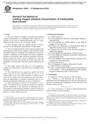 Standardtestverfahren zur Begrenzung der Sauerstoffkonzentration (Oxidationsmittel) in brennbaren Staubwolken
