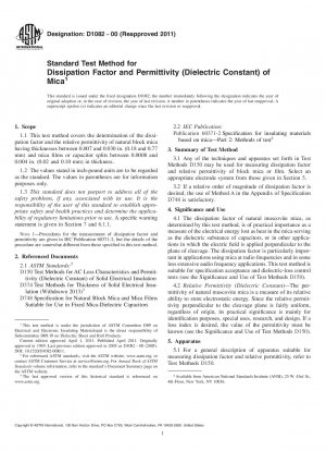 Standardtestmethode für Verlustfaktor und Permittivität (Dielektrizitätskonstante) von Glimmer