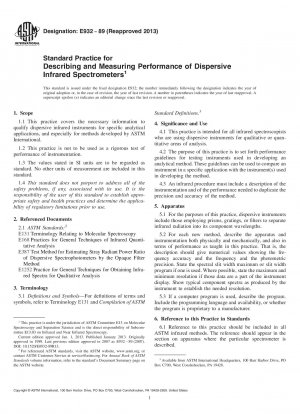 Standardpraxis zur Beschreibung und Messung der Leistung dispersiver Infrarotspektrometer