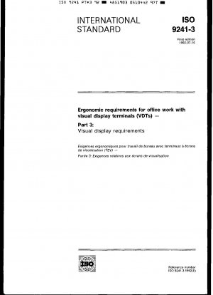 Ergonomische Anforderungen an die Büroarbeit mit Bildschirmterminals (VDTs); Teil 3: Anforderungen an die visuelle Darstellung