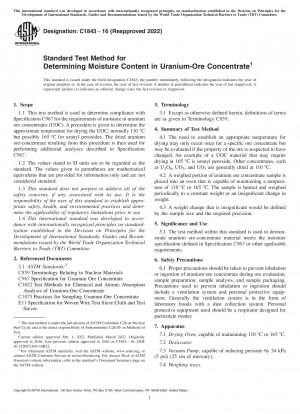 Standardtestmethode zur Bestimmung des Feuchtigkeitsgehalts in Uranerzkonzentrat