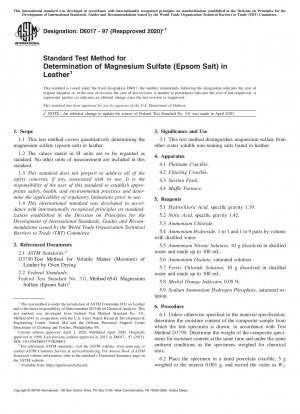 Standardtestmethode zur Bestimmung von Magnesiumsulfat (Bittersalz) in Leder