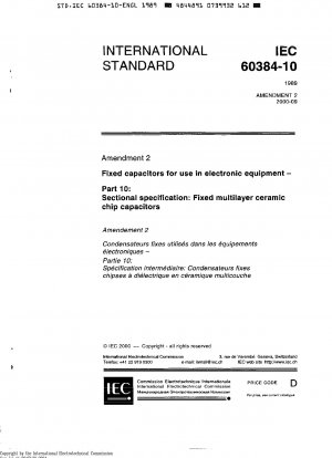 Festkondensatoren zur Verwendung in elektronischen Geräten; Teil 10: Abschnittsspezifikation: Feste Mehrschicht-Keramik-Chipkondensatoren